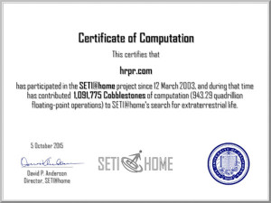 SETI@Home - 1,091,775 Cobblestones