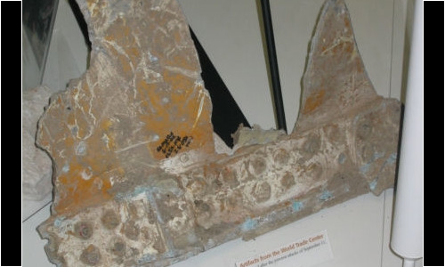 Relic from one of the planes that terrorists crashed into the World Trade Center National Air and Space Museum Udvar-Hazy Center, Chantilly, VA