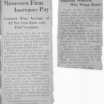 News clippings about first contract to include paid vacations between Union and Monessen Foundry and Machine Company foundry_union