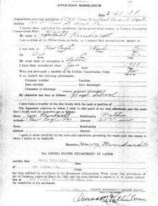 Application to join Civilian Conservation Corps (CCC)