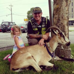 Julia with Steve Wescott and Miles the Goat near Canonsburg, PA