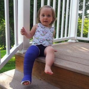 Baby J is on injured reserve ths month. She has a "Toddler Fracture."