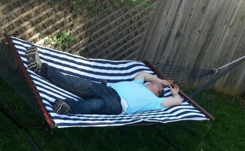 Dad testing his new hammock